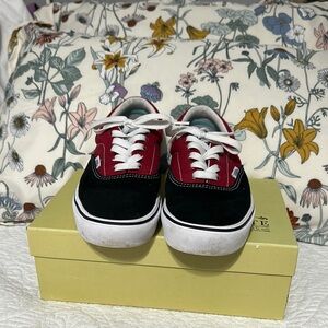 Vans Red and Black Canvas Skate Sneakers
